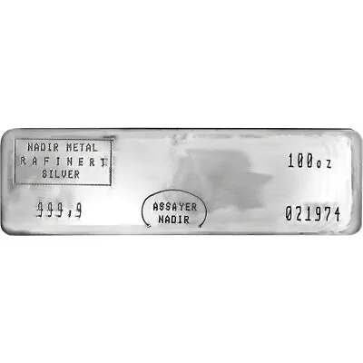 100 Oz. Nadir Metal Rafineri Refinery Silver Bar - 999.9 Fine • $2574.72