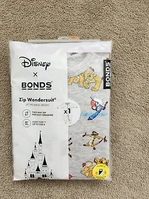 Bonds Baby Wondersuit Zippy Disney Lion King Grey Size 00 BNIP • $30