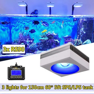 PopBloom 3pcs RS90 Reef Led Aquarium Light For 150cm Coral Reef Marine Fish Tank • $689
