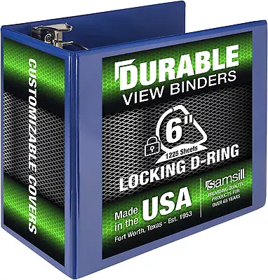 Durable 6 Inch Binder Made In The USA Locking D Ring Binder Customizable Clea • $38.99