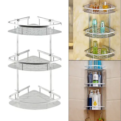 £11.79 • Buy 3 Tiers Corner Storage Shower Rack Shelf Organiser Bathroom Caddy Basket Tidy