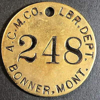 Anaconda Copper Mining Co. Bonner MT Saw Mill Brass Tool Check Tag 32.5mm #248 • $24.99