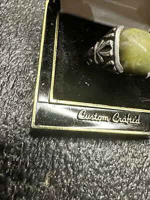 Ireland Dublin Vintage Genuine Connemara Marble Ornate Sterling Silver Ring S 7. • $39