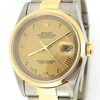 Rolex Datejust 16203 Mens 18K Gold Stainless Steel Watch Oyster Band Roman Dial • £6715.22