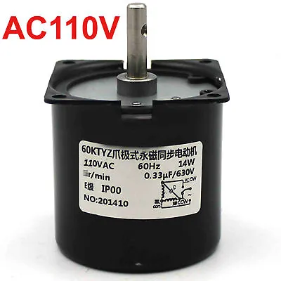 US Stock Synchronous Motor 60KTYZ AC 110V 120V 1 To 110 Rmp/m CW/CCW 14W Gear • $25.19