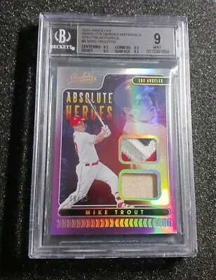 2020 Absolute Mike Trout Purple Spectrum Heroes Dual GU Bat Patch #/15 BGS 9 • $115