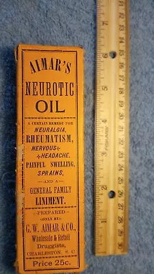 Vintage AIMAR'S NEUROTIC OIL Advertising Box Charleston SC Quack Medicine • $10