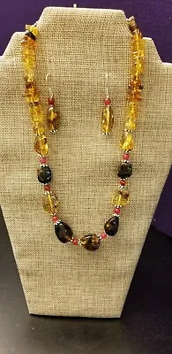 Genuine Mexican Natural Amber Necklace & Earrings • $52