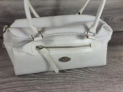 KANGOL White Leather Large Zipped Compartment Shoulder Bag • £18.99