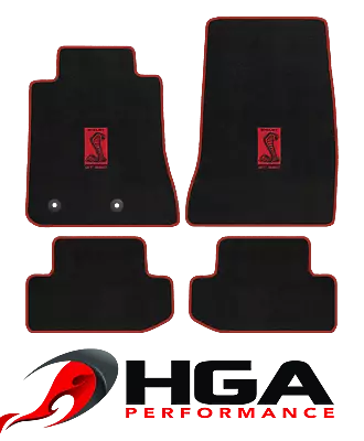 2015-2022 Mustang Front & Rear Floor Mats Red Shelby GT350 Logo & Red Binding • $195.99