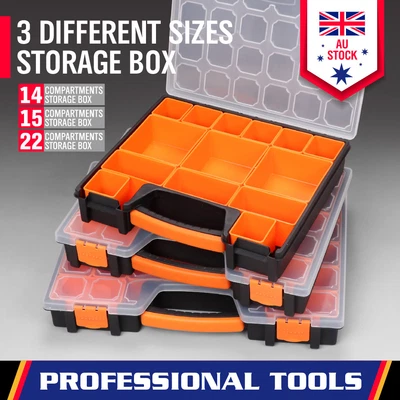$17.99 • Buy Part Storage Organizer With 14/15/22 Compartment Plastic Tool Box Bin Screw Case