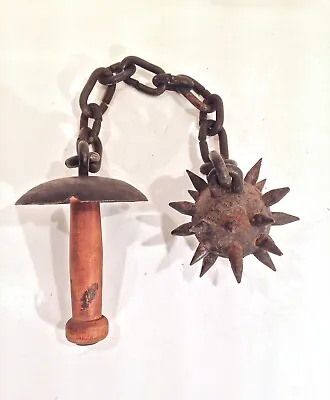 Vintage Old Heavy Ball Flail W/ Large Spikes A Beast Of A Medieval Piece Mace • $300