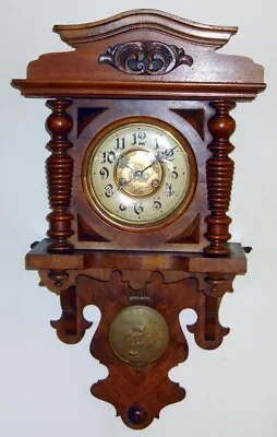 Antique Clock German Berliner Mauthe 1800s 8 Day Twin Train Runs Great • $1574