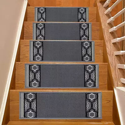 Stair Treads Skid Slip Resistant Backing Indoor Carpet Stair Treads Trellis Bord • $89.99