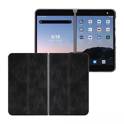 Black PU Leather Back Hard PC Protective TPU Case For Microsoft Surface Duo 8.1  • $22.78