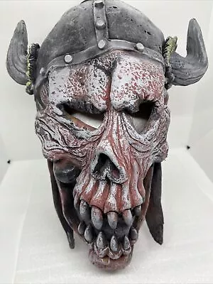 Halloween DEVIL SKULL Viking HORNED SKULL Latex Scary Mask Role Play Dress Up • $19.99