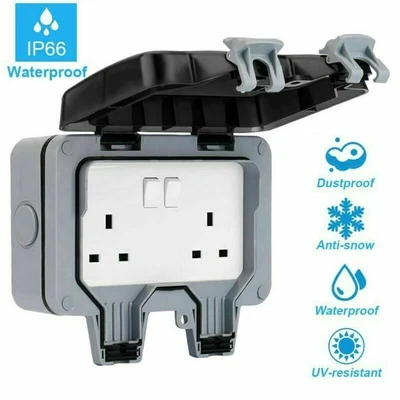 £11.89 • Buy Double Outdoor Socket Box Waterproof Switched Socket Box Single Switched Socket
