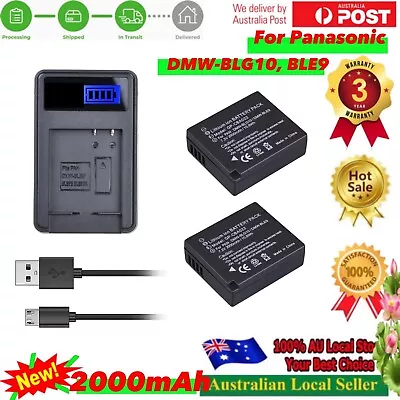 2 Battery +Charger For Panasonic DMW-BLG10E DMW-BLE9E Lumix TZ90 DMC-GX7 GF3 GF6 • $38.90