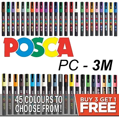 Uni Posca PC-3M Paint Marker Art Pens - All 45 Colours 2021 - Buy 4 Pay For 3 • £3.65