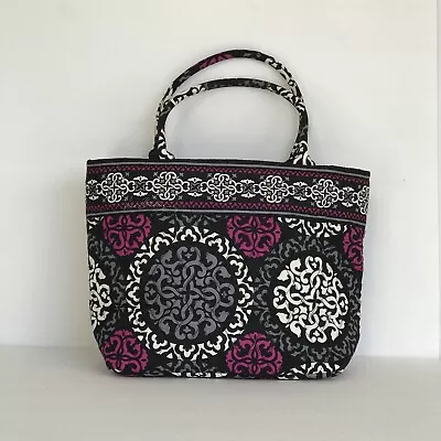 Vera Bradley Quilted Canterberry Magenta Purse Tote Bag Black Purple White Gray • $35