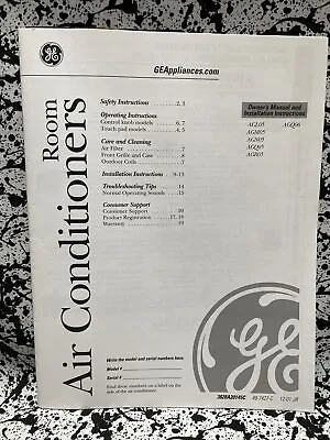 GE General Electric Appliances Air Conditioner AGL05 AGQ06 - Owners Users Manual • $14.60