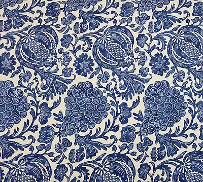 Batik Floral In Indigo BTY 54  Wide P Kaufmann 100% Cotton Slub • $24.99