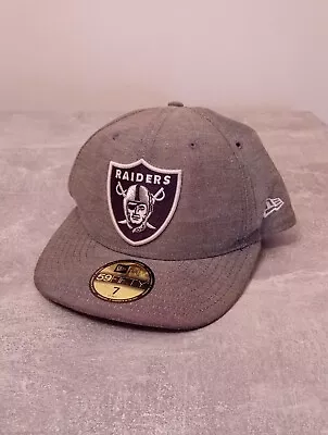 New Era Baseball Cap Oakland Raiders Logo Cap Size 7 Heather Grey 59fifty • £6.99