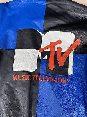 Vintage 1992 MTV Music Television Leather Bomber Jacket Size M Three Color • $300