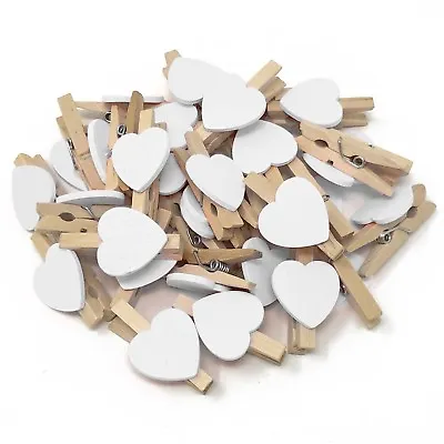 Mini Heart Shape Wooden Clothes Peg Craft For Shabby Chic Vintage Wedding 15mm  • £3.29