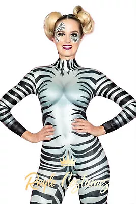 Zebra Catsuit Costume: Lycra Stretch Zebra Print Unitard • £90