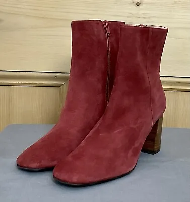 CARA LONDON Red Suede Flare Heel Ankle Boots BNWOB EU 37 UK 4 • £39.99