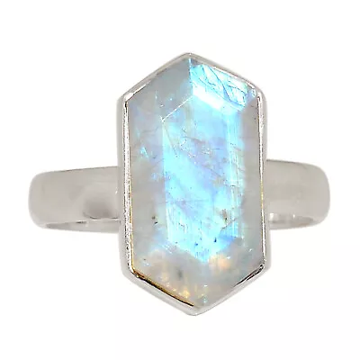 Natural Rainbow Moonstone 925 Sterling Silver Ring Jewelry S.7 ALLR-25670 • £17.36
