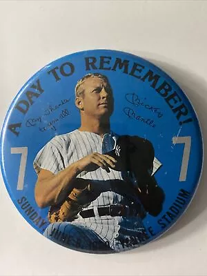 Vintage Mickey Mantle New York Yankees Pin “A Day To Remember” June 8th 1969 • $24.99