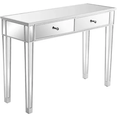 Mirrored Console Table W/ 2-Drawers Modern Table Living Room Hallway Desk • $148.89