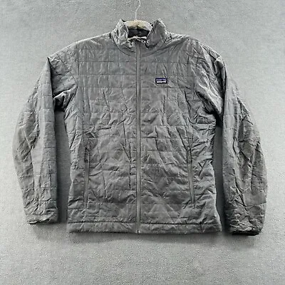 Patagonia Mens Size M Gray Primaloft Insulated Nano Puffer Jacket Full Zip • $69.88