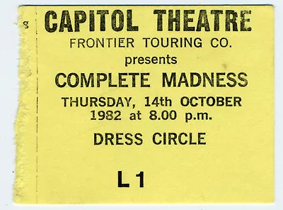 Rare Madness 1982 Concert Ticket Stub - Capitol Theatre Sydney Australia • $160