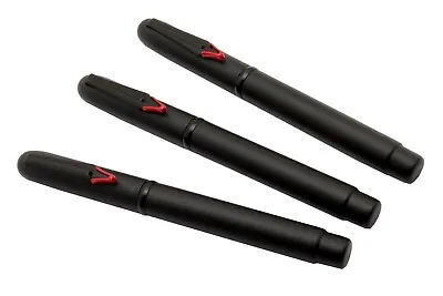 Set Of 3 - Unique Magnetic Cap Ballpoint Pens Matte Black Body Blue Refill New • $18.05