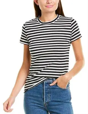 NWT Vince Pima Cotton Coastal/Optic White Striped Tee Shirt Sz XXS • $47