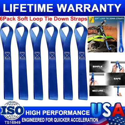 6Pack Soft Loop Tie Down Straps Lashing Heavy Duty Motorcycle Handlebar 4500LBS • $10.41