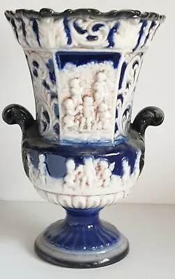 $299 • Buy Antique Italian Vase Stunning With Cobalt Blue Cherubs Vase 12   H Vintage