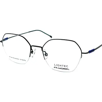 Morel Lightec 30153L Women's Semi Rimless Eyeglass Frame NP06 Black 50-18 W/Case • $98.97