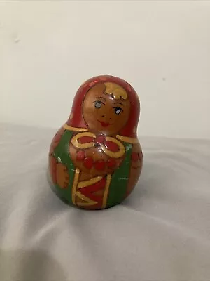 Wooden Hand Painted Roly Poly Bell Musical Doll Matryoshka • $30