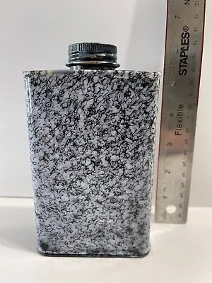 Antique Graniteware  Black Powder Flask  Chicken Wire Design • $62.63