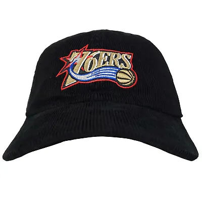 Philadelphia 76ers Mitchell & Ness NBA Dad Hat Black Corduroy Strapback Cap NWT • $29.99