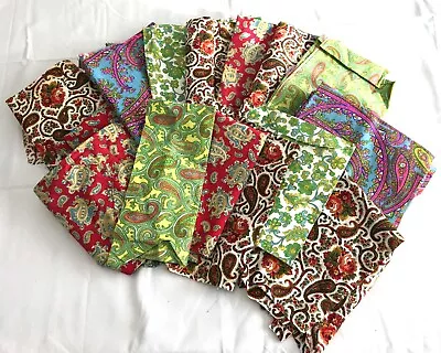 70s PAISLEY FABRIC Remnants 1 LB Mod Groovy Vintage Green Red Purple Blue Pink • $12