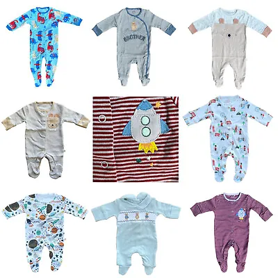 Baby Boys Girls Sleepsuit Babygrow Cotton All-In-One Unisex Applique Pyjamas • £6.49