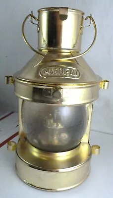 Vintage MASTHEAD Brass Nautical Oil Lantern Lamp Clear Glass Reflector Hong Kong • $54