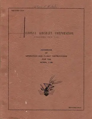 1942 Aeronca L-3b Liaison Grasshopper Pilots Flight Manual Aircraft Handbook-cd • $14.99