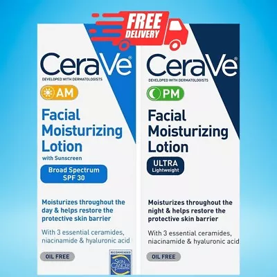 CeraVe AM/PM Facial Moisturizing Lotion Skin Care Set Ultra Lightweight (3 Oz). • $16.95