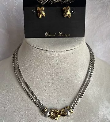 Park Lane Gold Silver Two Tone Necklace Earrings Vintage New Old Stock Excellent • $24.99